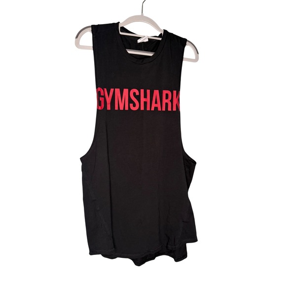 Gymshark Other - Gymshark Mens Black Red Logo Drop Armhole Tank Top Muscle Stringer Size M A2C5W